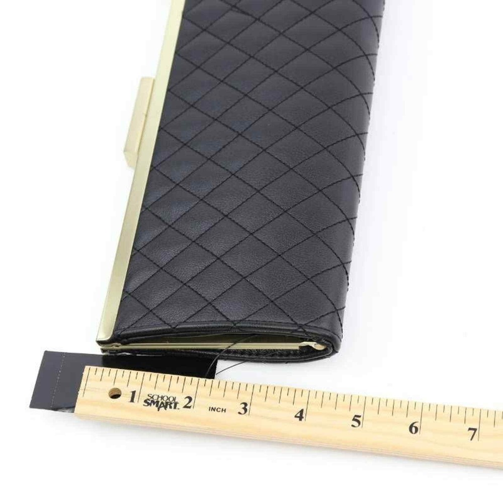 INC International Concepts Black Quilted Clutch Evening Party Purse - Picture 7 of 10